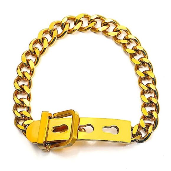 Belt Buckle Gold Chain Bracelet Stainless Steel - Picture 5 of 10